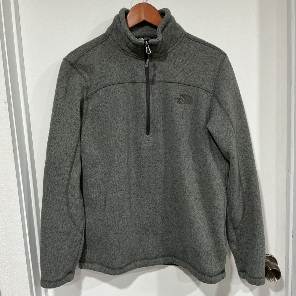 The North Face Gray 1/4 Zip-Up Sweater Fleece Pullover Jacket Medium, Cabincore